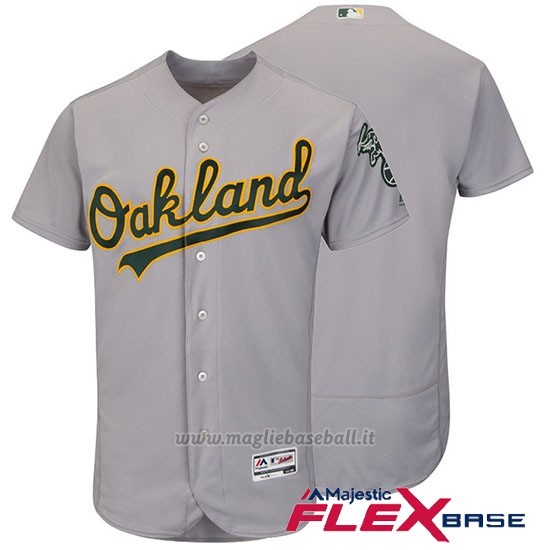 Maglia Baseball Uomo Oakland Athletics Grigio Flex Base